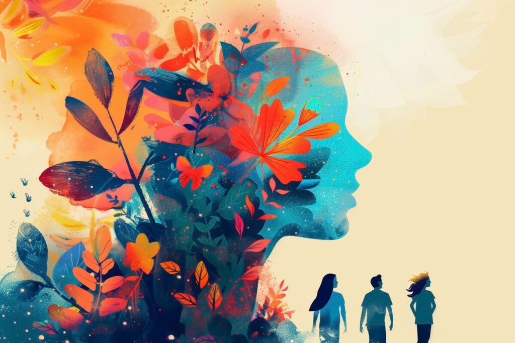 digital art style illustration mental health day awareness